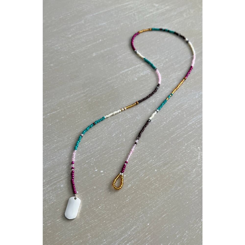 Handmade Vibrant Boho Seed Bead Bolo Lariat Drop Necklace - Picture 3 of 5